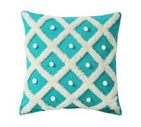 JinweiS Diamond Tufted Cotton Decorative Throw Pillow Covers Soft Square (18" x 18",Blue)
