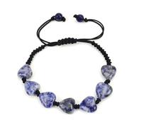 JinweiS handmade beaded bracelet, suitable for both men and women, natural stone heart woven bracelet, simple and adjustable bracelet (blue)