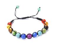 JinweiS Handmade Beaded Bracelet, suitable for men and women, 13 pieces of 8mm natural stone seven color stone beads handmade woven bracelet (A style, colorful)