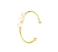 JinweiS Handmade Beaded Bracelet, Suitable for Men and Women, Natural Raw Stone Crystal Wrapped Wire Metal Bracelet (White)