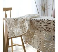JinweiS Handmade Crochet Tablecloth Cotton Lace Table Cloth Square Table Cover for Kitchen Dinning Wedding Party Decoration, Beige-55 * 55 Inch
