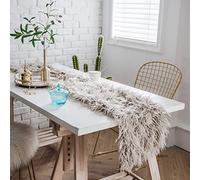 JinweiS Luxury Faux Fur Table Runner Modern Ultra Soft Long Plush Shaggy Table Runners for Home Kitchen Party Wedding (Coffee, 12"x71")