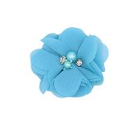 JinweiS Rhinestone Chiffon Flowers, 10 Pcs Fabric Ribbon Bows for Headbands, Crafts, Party Decorations,Blue