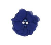 JinweiS Rhinestone Chiffon Flowers, 10 Pcs Fabric Ribbon Bows for Headbands, Crafts, Party Decorations,Dark Blue A