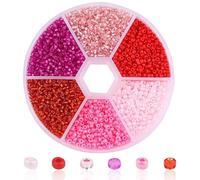 JinweiS Rice Bead Box Set, 3900pcs 2mm Glass Seed Beads - Colorful Mixed Beads for Jewelry Making, DIY Crafts Embroidery Bead Assortment, Handmade Materials Jewelry Making Supplies,Pink