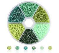 JinweiS Rice Bead Box Set, 3900pcs 2mm Glass Seed Beads - Colorful Mixed Beads for Jewelry Making, DIY Crafts Embroidery Bead Assortment, Handmade Materials Jewelry Making Supplies,Green