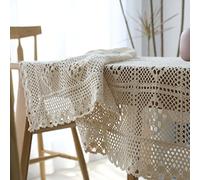 JinweiS Rural Crochet Tablecloth, Table Cloth, Woven Tablecloth, Hollowed Out, Piano Towel, Shooting Prop, Knitted (White, 180 * 140cm)