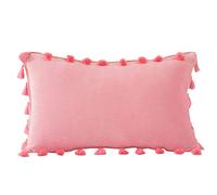JinweiS Velvet Soft Solid Decorative Throw Pillow Cover with Tassels Boho Accent Cushion Case for Couch Bedroom Car Baby Pink 12''x20''