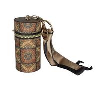 Jinweixb Decorative lipstick box, cylindrical storage box with zipper, vintage pattern, gold hardware.