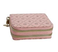Jinweixb Double Zipper Card Wallet for Women, Heart Pattern Design, Large Capacity with Multiple Card Slots, Pink, Pink