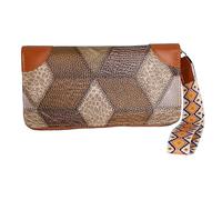 Jinweixb Geometric pattern splicing long wallet, phone bag, multi-color zipper design with wristband card holder storage