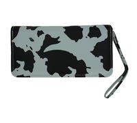 Jinweixb Ladies' cow patterned wallet, card bag with zipper closure multi-layer storage bag, light green, Light green and black