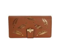 Jinweixb Ladies' long wallet with leaf pattern, multiple card slots, large capacity zipper closure brown, brown, Fresh and Sweet