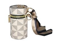 Jinweixb Lipstick storage bag, nail polish lip gloss storage box, with key chain decorative belt, can be hung on the women's bag, white