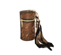 Jinweixb Lipstick storage bag, small item storage box, cylindrical storage box with zipper hardware hanging decoration, brown
