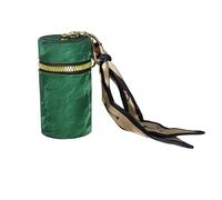 Jinweixb Lipstick storage bag, small item storage box, cylindrical storage box with zipper hardware hanging decoration, green