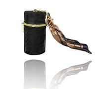 Jinweixb Lipstick storage bag, small item storage box, cylindrical storage box with zipper hardware hanging decoration, black