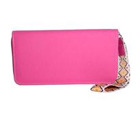 Jinweixb Luxury letter women's long wallet with decorative tribal print wristband and and multiple card slots, rose red