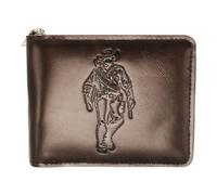 Jinweixb Men's short wallet, character pattern wallet, zipper closure, multi slot large capacity wallet card slot, coffee color 4.52 × 3.54 inches