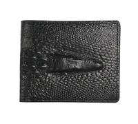 Jinweixb Men's short wallet, crocodile pattern double fold wallet, black synthetic leather, multi card slot，4.52 x 3.74 inches