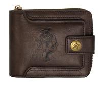 Jinweixb Men's wallet, short retro fashion zipper bag, men's double-layer buckle wallet, multi slot large capacity business card bag, coffee color 4.72 × 3.54 inches