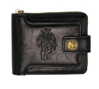 Jinweixb Men's wallet, short retro fashion zipper bag, men's double-layer buckle wallet, multi slot large capacity business card bag, black 4.72 × 3.54 inches