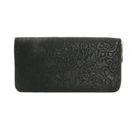 Jinweixb Women's floral embossed wallet, a large capacity mobile phone bag that can be held by hand or hung on the wrist with a zipper, black, 7.67 x 3.93 inches, Black, Fresh and Sweet