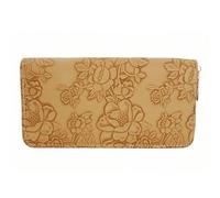Jinweixb Women's flower embossed wallet with zipper strap, detachable wristband, large capacity phone bag, card bag, 7.67 x 3.93 inches camel color, camel, Fresh and Sweet