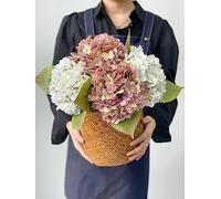JINWOE 2Puple+2White Real Touch Boho Hydrangea Artificial Flowers,Halloween Christmas 21" Vintage Fall Silk Faux Hydrangea Flowers,Wedding Bouquet Fake Flowers for Centerpieces Table Party Home