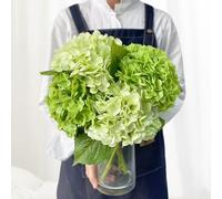 JINWOE 4PCS Green Artificial Hydrangeas, 21” Latex Silk Real Touch Lifelike Hydrangea Artificial Flowers,Large Faux Flowers for Wedding Outdoor Kitchen Table Home Garden