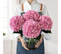 JINWOE 4pcs Pink Silk Hydrangea Fake Flowers,22" Artificial Flowers Bouquets Silk Faux Hydrangea Stems for Home Wedding Party Table Core Decoration (Pinkish Purple)