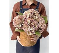 JINWOE 4Pcs Purple Vintage Boho Faux Hydrangea Flowers, 21" Real Touch Artificial Hydrangea,Wedding Bouquet Fake Flowers for Tables Bride Cake Party Outdoor Home Cemetery