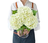JINWOE Boho Real Touch Hydrangea Artificial Flowers, 3Pcs 20” Cream Latex Large Lifelike Silk Flowers,Artificial Hydrangeas for Indoor Bouquet Table Centerpieces Home Outdoor Wedding
