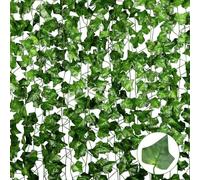 Jinwu 24 Pack 160.8 Ft Artificial Ivy Garland, Fake Vines Leaves Hanging Vine Plants Green Leaves for Bedroom Home Garden Trellis Fence Balcony Wedding Party Event Decorative
