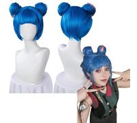 Jinx Maruko Head Double Pack Cosplay Wig -Anime Arcane Season 2 Wig for Adults，Halloween Party Comic Book Exhibitions Themed Birthday Parties and Anime Conventions