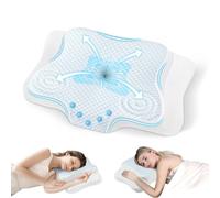 JINXIA Cervical Memory Foam Pillow,Ergonomic Orthopedic Neck Support Pillow for Side,Back, Stomach Sleepers-Blue