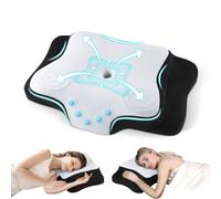 JINXIA Cervical Memory Foam Pillow,Ergonomic Orthopedic Neck Support Pillow for Side,Back, Stomach Sleepers-Black