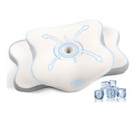 JINXIA Cervical Memory Foam Pillow, Ergonomic Pillow for Neck and Shoulder Pain Relief, Orthopedic Neck Support Pillow for Side/Supine/Prone Sleepers with Removable Cover, White and Dark Gray