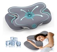 JINXIA Cervical Neck Pillow, Memory Foam Pillow with Soft Silk Case for Neck and Shoulder, Ergonomic Orthopedic Neck Support Pillow, Back Side Sleeper Pillow for Sleeping, Gray