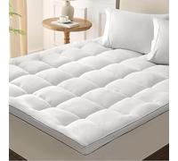 JINXIA Cooling Mattress Topper Queen for Double Bed, Extra Thick Mattress Pad Cover/Extra Deep Hotel Quality Breathable Bed Topper,Deep Elastic Pocket, Plush Pillow Top Overfilled with Down, White