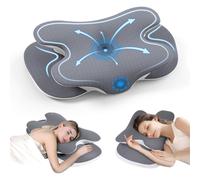 JINXIA Memory Foam Pillow, Ergonomic Orthopedic Neck Support Pillow for Side, Back and Stomach Sleepers,Light Gray