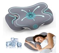 JINXIA Memory Foam Pillow for All Sleepers, Orthopedic Pillow for Neck and Shoulder Pain Relief, Cooling Pillow with Removabole Pillowcase, Gray