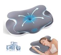 JINXIA Memory Foam Pillow for Neck and Shoulder Pain, Cervical Pillow with Cooling Silk Cover, Ergonomic Orthopedic Neck Support Pillow, Back/Side/Stomach Sleeper Pillow for Sleeping,Gray