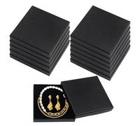 JINXIAN 12 Pcs Black Gift Boxes 9x9x1.5cm Gift Box with Lid Cardboard Jewelry Display Box with Sponge for Jewellery Rings Necklace Earrings Presents Packing Storage and Display