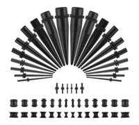 JINXIAN 54-Piece Tunnel Set 1.6 - 12 mm Black Acrylic Tapers