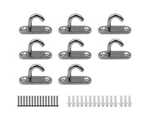JINXIAN 8Pcs Pad Eye Plate Staple Ring Hook Heavy Duty Oval Open Hooks | Stainless Steel Anchor Screw Wall Mount Hook for Swings Hammocks Boat Rigging Marine Deck