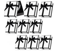 JINXIAN 9 Pcs Jewelry Gift Box with Black Ribbon Bow White Kraft Small Gift Box 7x9x3cm Gift Box with Lid Reusable for Wrapping Earring Ring Necklace or Daily Organizing Gift
