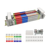 JINXIAN DIN Rail Connectors Block PT-2.5 Terminal Kit Rail Terminals Through Terminal Block Kit Electric with Rail Clamp Marking Strips Fixed Bridge End Brackets Aluminum Rail