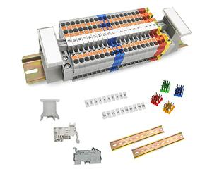 JINXIAN DIN Rail Connectors Block Terminal Kit PT2.5-TWIN Rail Through