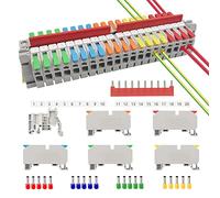 JINXIAN Din Rail Terminal Blocks Kit LT-6 Universal Class Terminal Block DIN Rail Connectors with Securing clip Metal DIN Rail Connection bar for Wire Connectors,Strong Conductivity